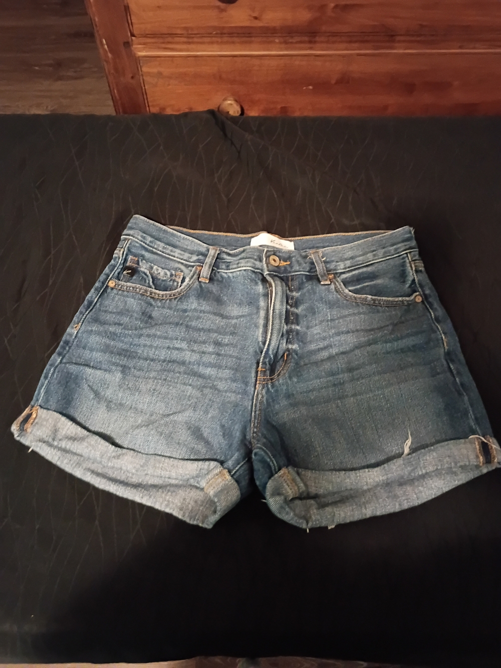 KanCan Blue Denim Rolled Cuff Shorts